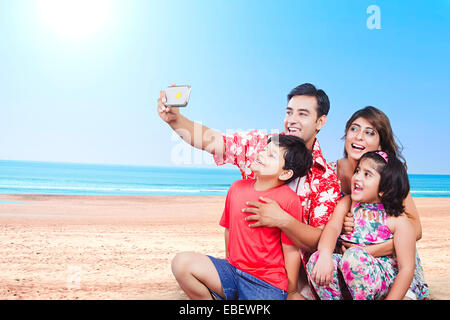 indian family beach Mobile Phone Selfie