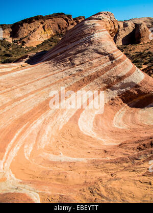 Wave pattern in the canyon located at Valley of Fire state park. Stock Photo