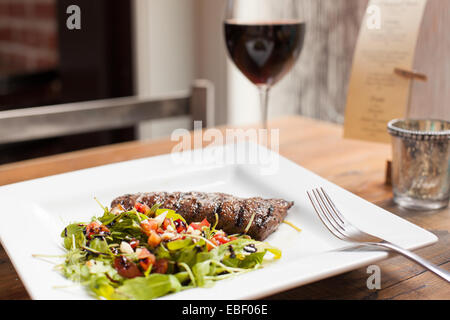 grilled steak with red wine Stock Photo