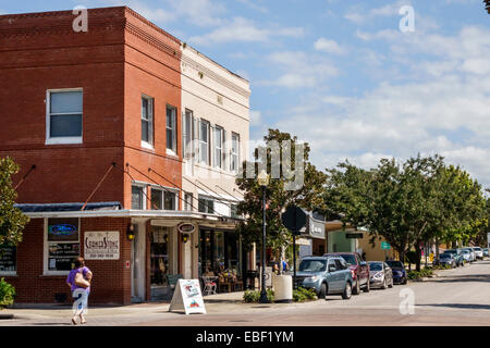 Clermont Florida,Montrose Street,historic downtown,buildings,businesses,district,street,FL141025264 Stock Photo