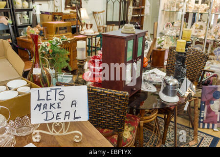 Clermont Florida,Montrose Street,historic downtown,collectibles,antiques,store,interior inside,sign,logo,let's make a deal,visitors travel traveling t Stock Photo