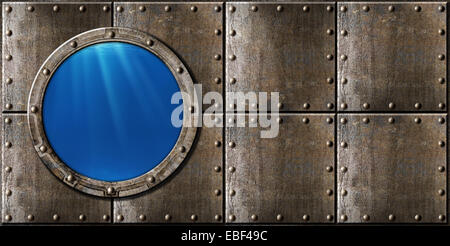 submarine porthole steam punk metal background Stock Photo