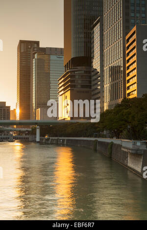 Skyscrapers on Nakanoshima island, Kita, Osaka, Kansai, Japan Stock Photo