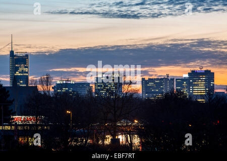 Skyline Of The City Of Essen At Sunset, City Center, Business District 