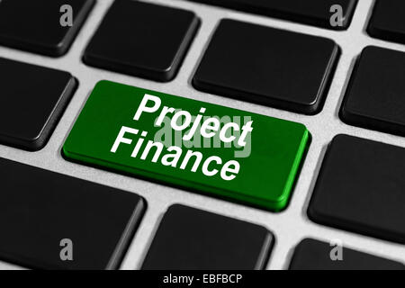 project finance button on keyboard, Project finance is the long-term financing based upon the projected cash flows of the projec Stock Photo