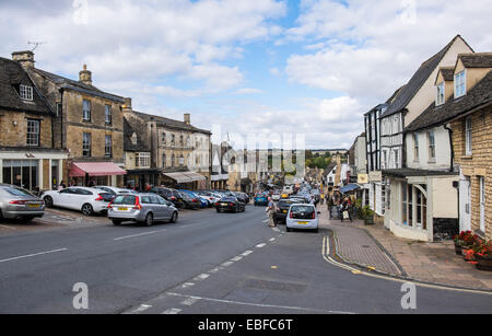View down the High Street Burford Oxfordshire England Stock Photo