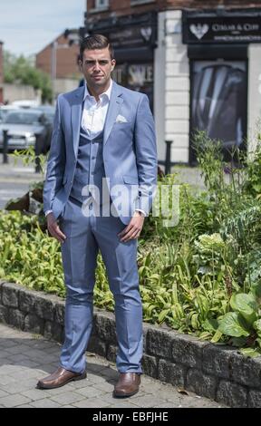 Mr. Ireland 2014, Karl Bowe, hopes his Sean Connery looks will help him take home the title of 'Mr World' in the Torbay U.K. finals on June 15. Bowe got suited-and-booted for the finals at Collar & Cuff in Phibsborough today while being interviewed by RTE Stock Photo