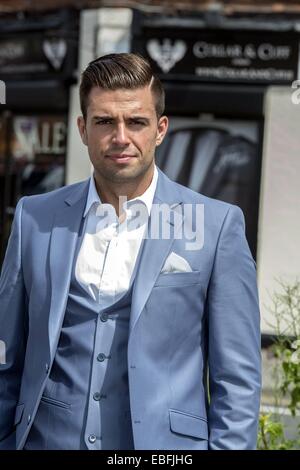 Mr. Ireland 2014, Karl Bowe, hopes his Sean Connery looks will help him take home the title of 'Mr World' in the Torbay U.K. finals on June 15. Bowe got suited-and-booted for the finals at Collar & Cuff in Phibsborough today while being interviewed by RTE Stock Photo