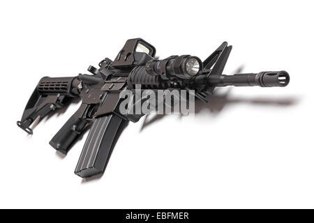 M4A1 (AR-15) carbine isolated on a white background, studio shot Stock Photo
