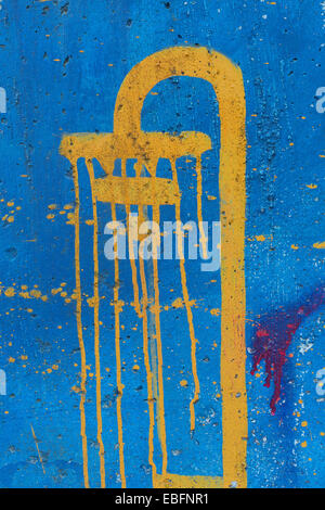 Shower painting on blue wall Stock Photo