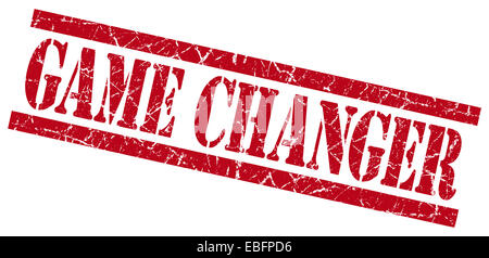 game changer red grungy stamp isolated on white background Stock Photo