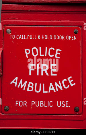 Police fire and ambulance call box - from the mid twentieth century, UK Stock Photo