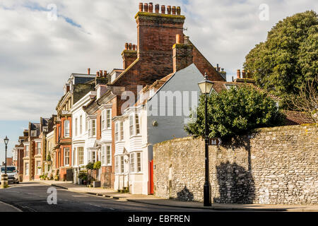 Part of Maltravers Street, Arundel, West Sussex, southern England. Stock Photo