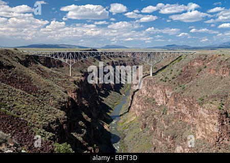 The steel deck arch Rio Grande Gorge Bridge carries U.S. Route 64 traffic across Rio Grande Gorge 10 miles northwest of Taos. Stock Photo