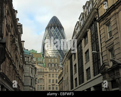 Old & New, Gerkin,St Marys Axe,from Fenchurch St,City of London,England,UK Stock Photo