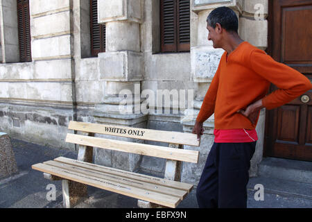 Whites Only Apartheid-era bench in Cape Town Stock Photo