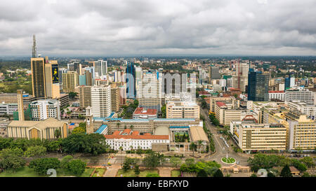 Central business district of Nairobi viewed from the roof of Kenyatta International Conference Centre (KICC) Stock Photo