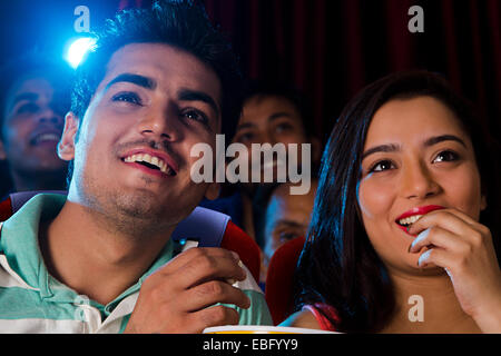 indian couple Cinema Hall enjoy Movie Stock Photo