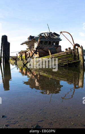 The steam powered  on the  Rogue River at Gold Beach in Oregon Stock Photo