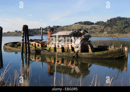 The steam powered  on the  Rogue River at Gold Beach in Oregon Stock Photo