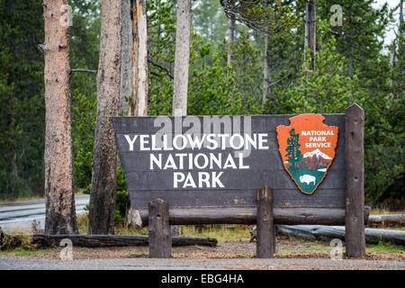 South entrance to Yellowstone National Park, WY, USA Stock Photo