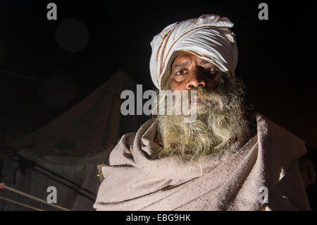 Shiva sadhu from Avahan Akhara, during Kumbha Mela festival, Allahabad, Uttar Pradesh, India Stock Photo