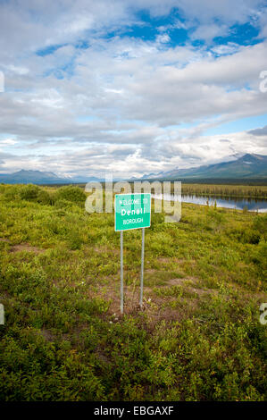 Sign entering Denali Borough, Alaska Stock Photo - Alamy