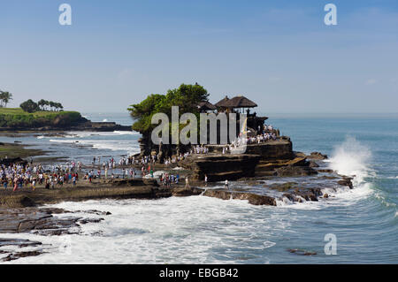 Tanah Lot Temple on a rock in the sea, Tanah Lot, Bali, Indonesia Stock Photo