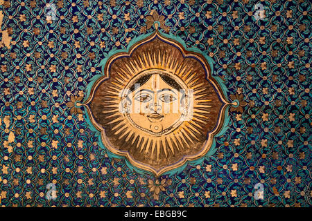 Ornate mural in Bundi Palace, Bundi, Rajasthan, India Stock Photo