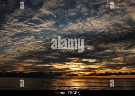 Sunset over Lake Huron, Ontario Province, Canada Stock Photo