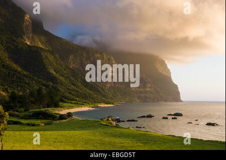 Mount Lidgbird and Mount Gower in the evening light, Lord Howe Island, New South Wales, Australia Stock Photo