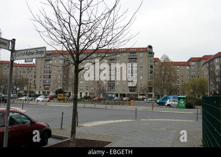 Berlin housing and car park on the site of Hitlers bunker in WW2 Stock Photo