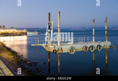 Pier just outside the harbour of Tiberias on the coast of the lake of Galilee Stock Photo