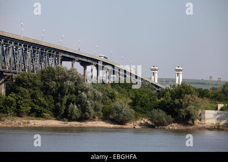 Danube Bridge. Steel Truss Bridge Over The Danube River Connecting ...