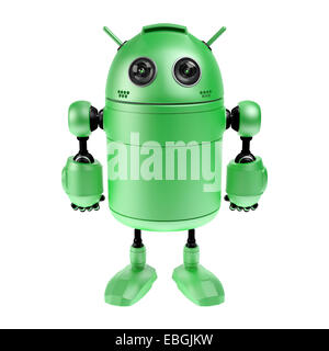 Cute green robot. Isolated on white background Stock Photo