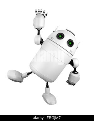 Cute Robot greeting and saying Hi. Isolated on white background Stock Photo