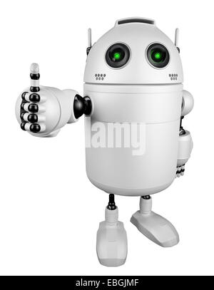 Robot giving thumbs up.  Isolated on white Stock Photo