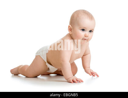 crawling baby isolated on white background Stock Photo