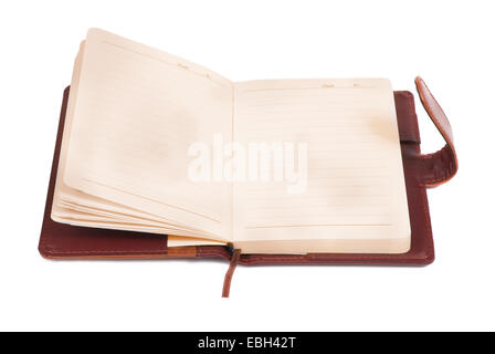 Open old notebook isolated on the white background Stock Photo