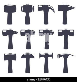 Set icons of hammers Stock Photo