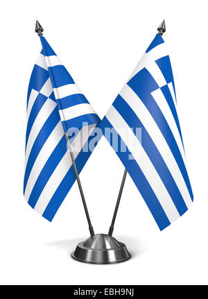 Hellenic Republic of Greece - Miniature Flags Isolated on White Background. Stock Photo