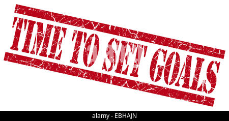 time to set goals red square grunge textured isolated stamp Stock Photo