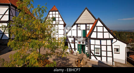 timbered houses in the old town of Tecklenburg, Germany, North Rhine-Westphalia, Tecklenburger Land, Tecklenburg Stock Photo