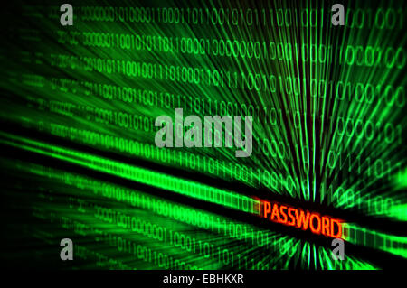 binary code with password text hack Stock Photo