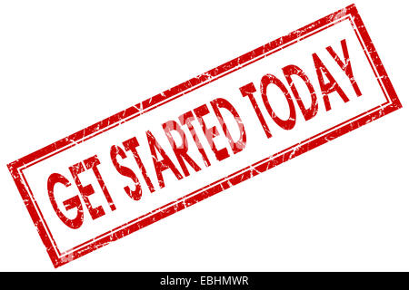 get started today red square stamp isolated on white background Stock Photo