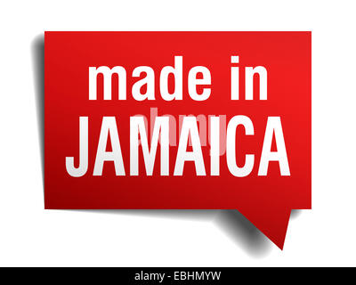 made in Jamaica red  3d realistic speech bubble isolated on white background Stock Photo