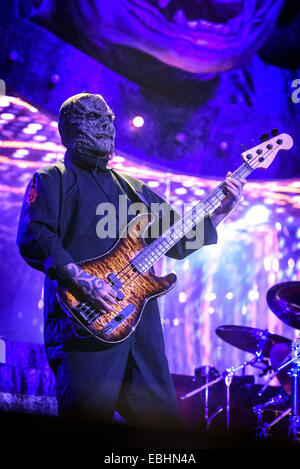 Nov. 30, 2014 - Toronto, Ontario, Canada - American metal band Slipknot performs at Air Canada Centre in Toronto during Prepare For Hell Tour. Band members:  COREY TAYLOR, MICK THOMSON, JIM ROOT, CRAIG JONES, SID WILSON, SHAWN CRAHAN, CHRIS FEHN (Credit Image: © Igor Vidyashev/ZUMA Wire) Stock Photo