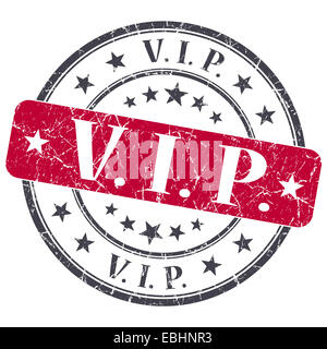 VIP red grunge round stamp on white background Stock Photo