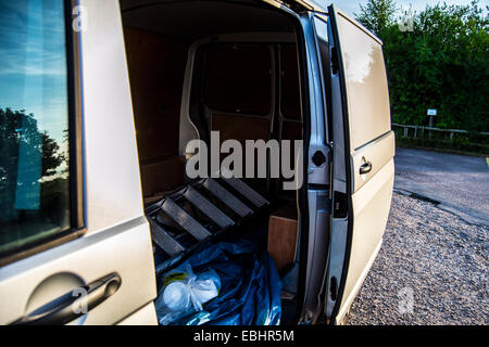 Side Door open for easy loading, works van ready for action Stock Photo