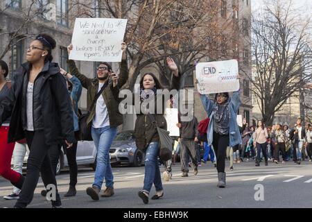 Boston, Massachusetts, USA. 1st Dec, 2014. Protesters march along Granby Street towards Commonwealth Ave during the hands up walk out protest on Monday, December 1, 2014. Credit:  Alena Kuzub/ZUMA Wire/ZUMAPRESS.com/Alamy Live News Stock Photo